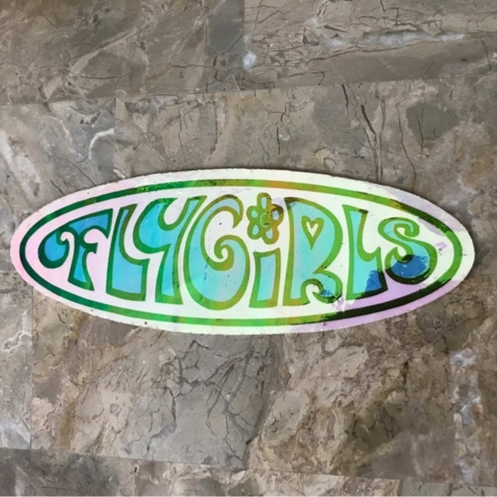 Vintage 90’s FlyGirls Surfer Sticker Iridescent‎